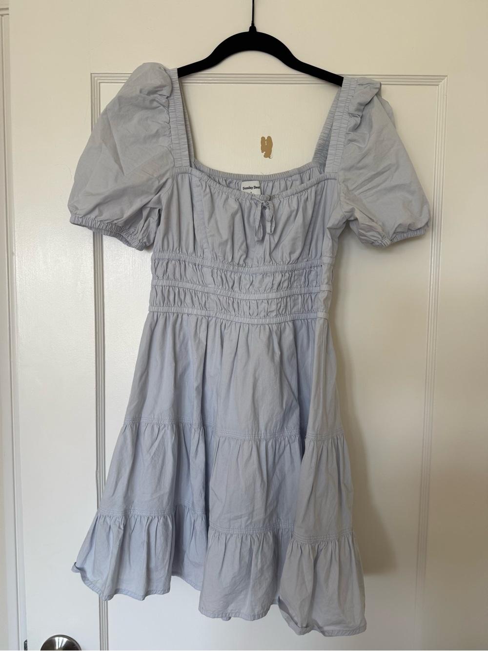 Aritzia Sunday Best Light Blue Puff Sleeve Tiered Dress S